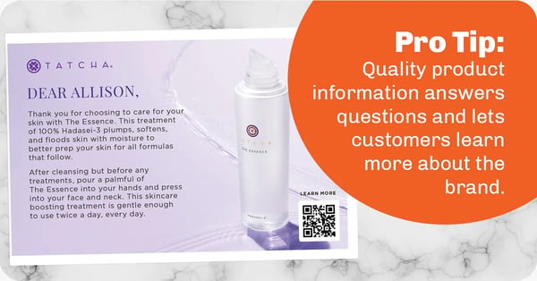 Tatcha delivers phenomenal product information