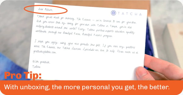 Tatcha Personalized Unboxing Experience